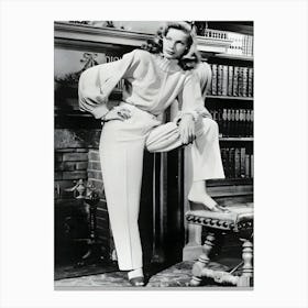 American Actress Lauren Bacall Wearing An All Wool Suit Designed By Leah Rhodes Canvas Print