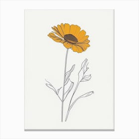 Calendula Floral Minimal Line Drawing 2 Flower Canvas Print