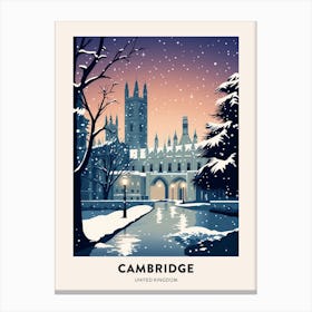 Winter Night  Travel Poster Cambridge United Kingdom 4 Canvas Print