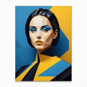 Geometric Woman Portrait Pop Art Fashion Yellow (20) Canvas Print