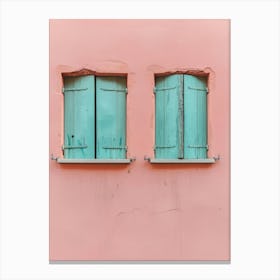 Shutters On A Pink Wall 1 Canvas Print