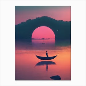 Sunset In A Boat Canvas Print