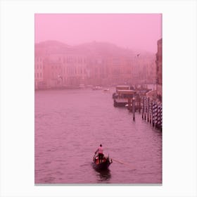 Venice Italy gondola gondolier pink photo travel photography water person man Canvas Print