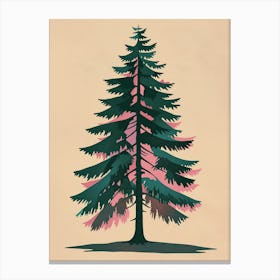 Douglas Fir Tree Illustration Colourful 3 Canvas Print