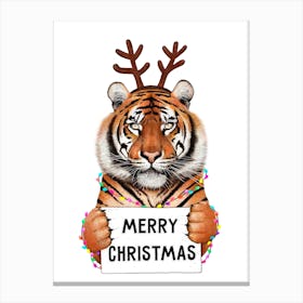 Tiger Merry Christmas Canvas Print