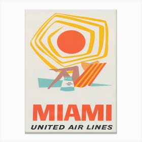 Miami Retro Vintage Travel Poster Canvas Print