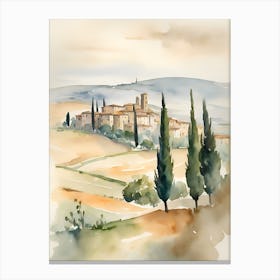 Abstract Tuscany Landscape Watercolor 3 Canvas Print