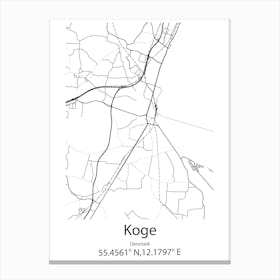 Koge,Denmark Minimalist Map Canvas Print