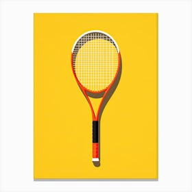 Tennis Racket On A Yellow Background Canvas Print