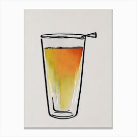 French75 1 Minimal Line Drawing With Watercolour Cocktail Poster Canvas Print