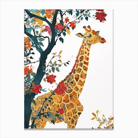 Giraffe In The Tree Watercolour 2 Canvas Print