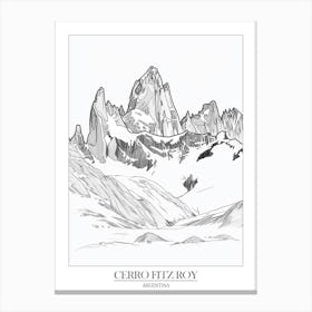 Cerro Fitz Roy Argentina Line Drawing 7 Poster Canvas Print