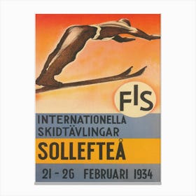 International Ski Competition in Sweden Vintage Poster Canvas Print