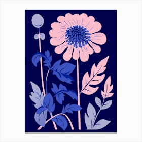 Blue Flower Illustration Chrysanthemum 3 Canvas Print