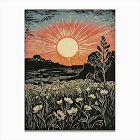 Sunset In The Field Canvas Print