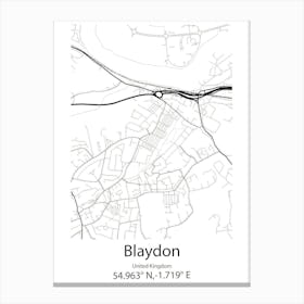 Blaydon,United Kingdom Minimalist Map Canvas Print