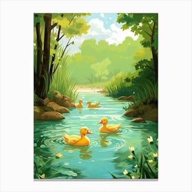 Ducklings In The Woodlands 1 Canvas Print