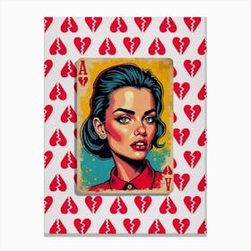 Ace Of Spades Woman Portrait, Broken Hearts Canvas Print