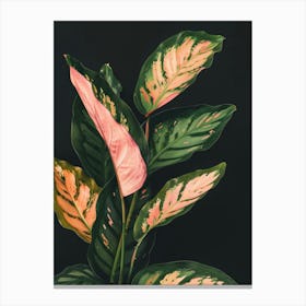 Pink And Green Leaves Canvas Print