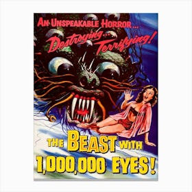 Funny Movie Poster, The Beast With One Million Eyes Canvas Print