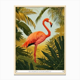 Greater Flamingo Rio Lagartos Yucatan Mexico Tropical Illustration 9 Poster Canvas Print