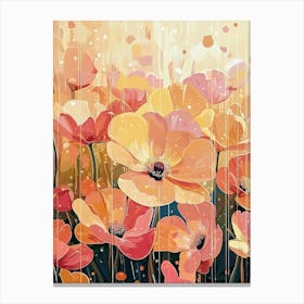 Gustav Klimt Print Klimt Poster Klimt Exhibition Poster Painting Night Poppies Wildflower Garden Pink Full Canvas Print