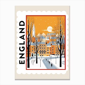 Retro Winter Stamp Poster Cambridge United Kingdom 1 Canvas Print