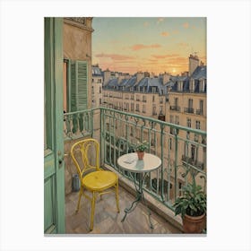 Paris Balcony at Sunset Canvas Print