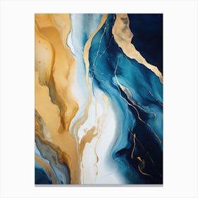 Blue And Gold Abstract Painting 6 Canvas Print