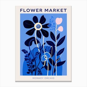 Blue Flower Market Poster Monkey Orchid 1 Canvas Print