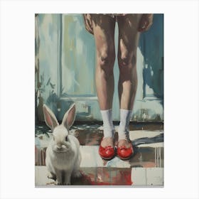 Red Shoes And Bunny Canvas Print