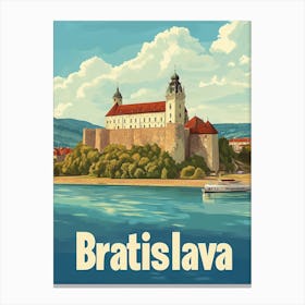 Aihrgdesign A Mid Century Modern Travel Poster For Bratislava 2 Canvas Print