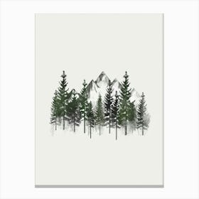 Pine Trees In The Mountains Canvas Print