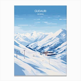 Poster Of Gudauri   Georgia, Ski Resort Illustration 1 Canvas Print