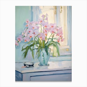 A Vase With Orchid, Flower Bouquet 3 Canvas Print