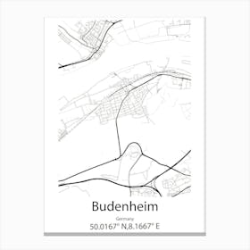 Budenheim,Germany Minimalist Map Canvas Print