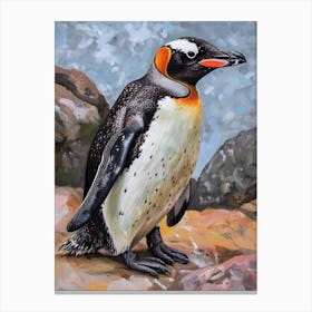 African Penguin Santiago Island Oil Painting 4 Canvas Print