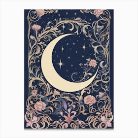 Moon And Flowers 1 Canvas Print