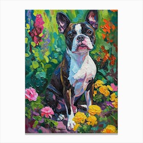 Boston Terrier Acrylic Painting 2 Canvas Print