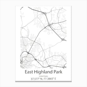 East Highland Park,United States Minimalist Map Toile