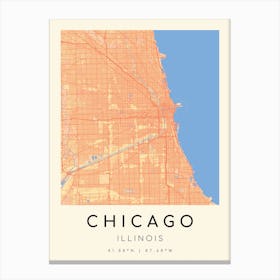 Chicago Map Print - Boucher style Canvas Print