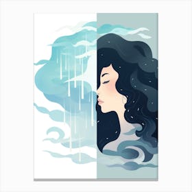 Illustration Of A Woman In The Water Canvas Print