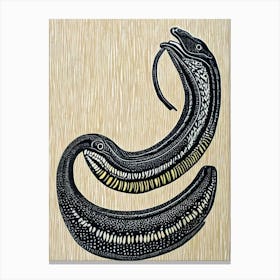 Moray Eel II Linocut Canvas Print