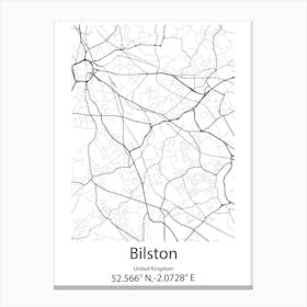 Bilston,United Kingdom Minimalist Map Canvas Print