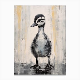 Black & Grey Abstract Duckling Gouache 4 Canvas Print