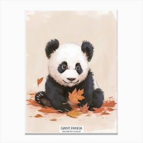 Giant Panda Cub Playing With A Fallen Leaf Poster 3 Canvas Print