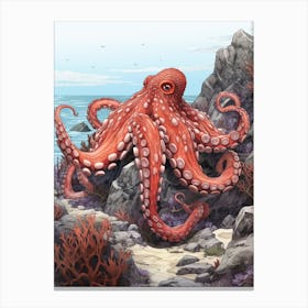 Giant Pacific Octopus Illustration 8 Canvas Print