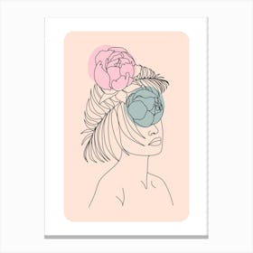 Peony Hat Monoline Asthetic Mnimalist Drawing Canvas Print