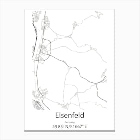 Elsenfeld,Germany Minimalist Map Canvas Print