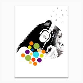 Chimpanzee Listening To Music Canvas Print